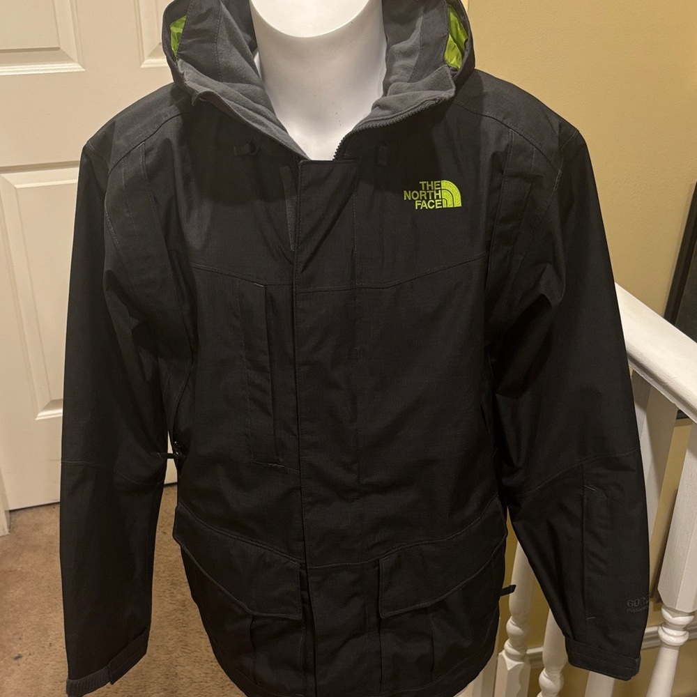 The North Face Black and Green Hooded Jacket